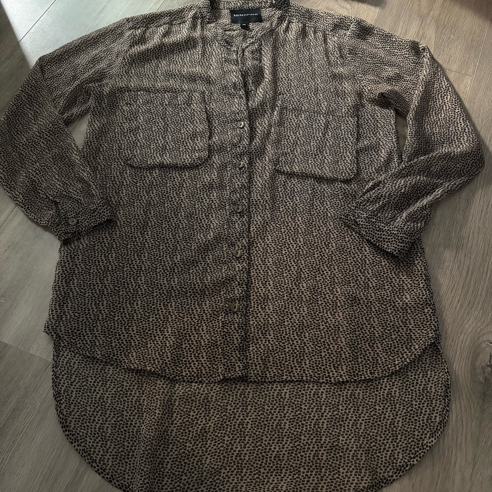 Mink Pink button up high low blouse cop - sz. XS